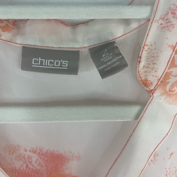 Chicos red and white sheer blouse, so genuine and lovely! - Picture 2 of 4